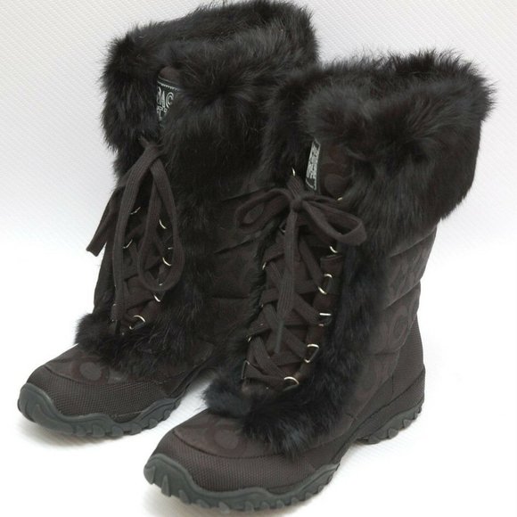 Coach JENNIE Op Art Jacquard Lace-Up Rabbit Boot - Picture 2 of 7